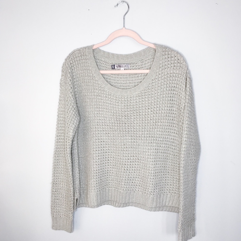 Jennifer Lopez Shimmering Silver Sweater